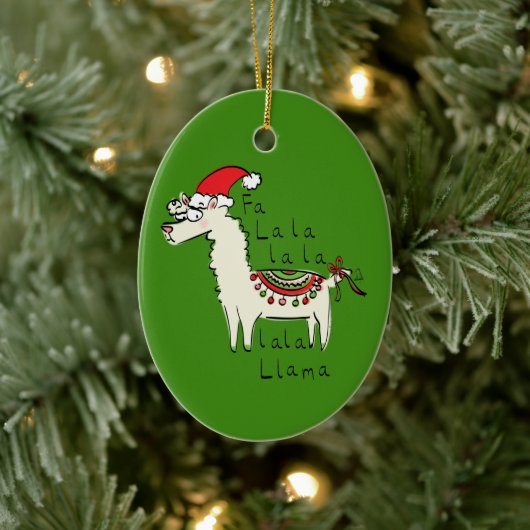 Llama Kerstmis Kinder Cute Funny Keramisch Ornament (Boom)