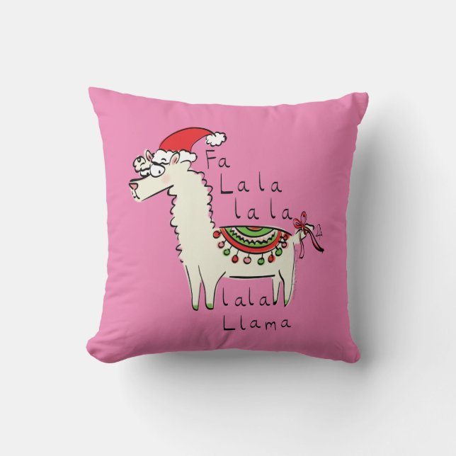 Llama Kerstmis Kinder Cute Funny Kussen (Voorkant)