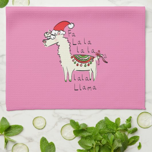 Llama Kerstmis Kinder Cute Funny Theedoek (Gevouwen)