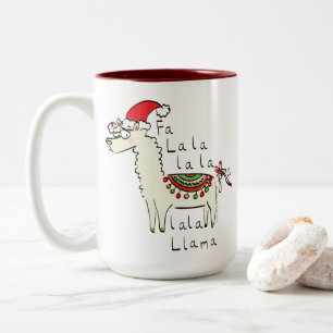 Llama Kerstmis Kinder Cute Funny Tweekleurige Koffiemok