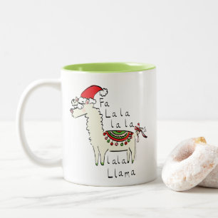Llama Kerstmis Kinder Cute Funny Tweekleurige Koffiemok