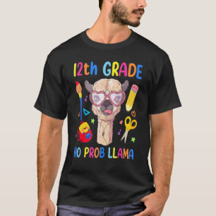 Llama Kid Eerste Dag Op School Geen Probleem Grapp T-shirt