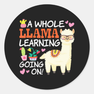 Llama Lerende Leraren Studenten Alpaca Liefhebbers Ronde Sticker