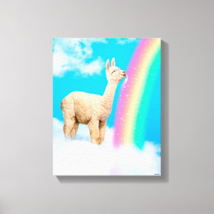 Llama Licking Rainbow Canvas Afdruk