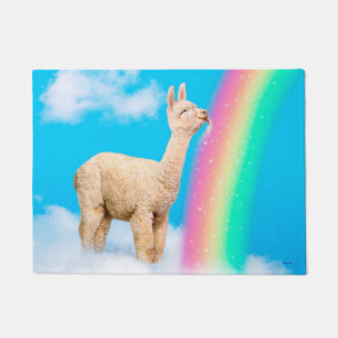 Llama Licking Rainbow Deurmat