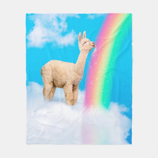 Llama Licking Rainbow Fleece Deken (Voorkant)
