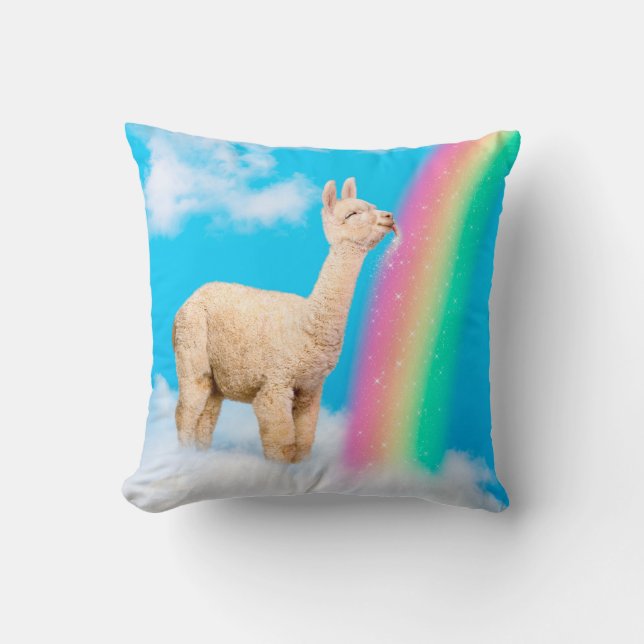 Llama Licking Rainbow Kussen (Voorkant)