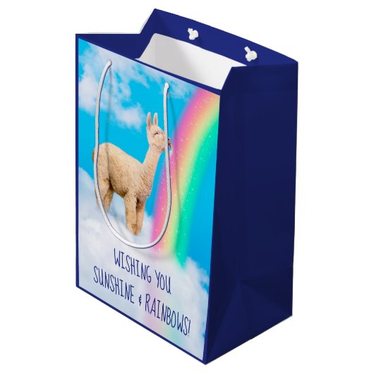 Llama Licking Rainbow Medium Cadeauzakje (Achterkant Gekanteld)