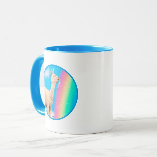 Llama Licking Rainbow Mok (Voorkant links)