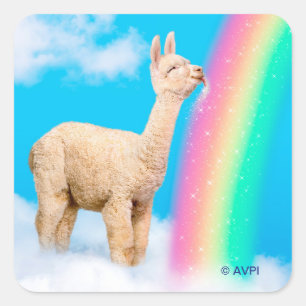Llama Licking Rainbow Vierkante Sticker