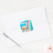 Llama Licking Rainbow Vierkante Sticker (Envelop)