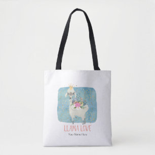 Llama Liefde Kroon Waterverf Schattig Kawaii Aardi Draagtas