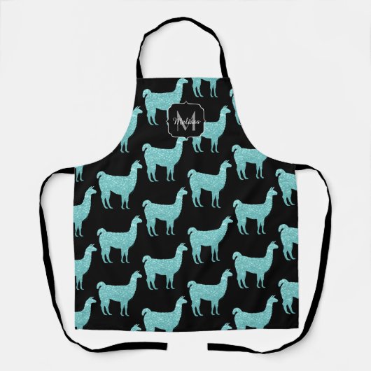 Llama Light Turquoise Sparkles Monogram Schort (Voorkant)