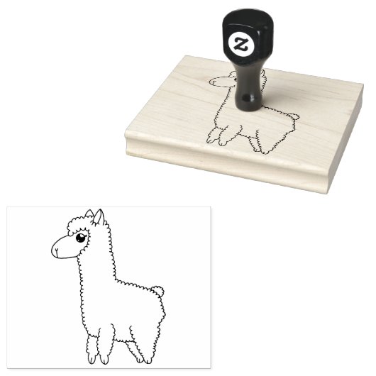 Llama Line Tekening Rubber Stempel (Gestempeld)