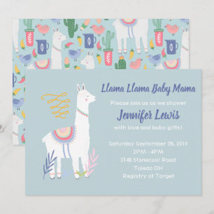 Llama Llama Baby Mama Baby Shower Invitaties Kaart