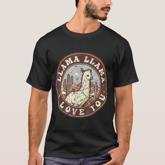 Llama Llama I Love You Retro Style touch of Alpaca T-shirt (Voorkant)