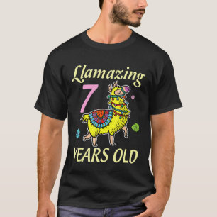 Llama Llamazing 7 Jaar Verjaardag Jongen Meisje T-shirt