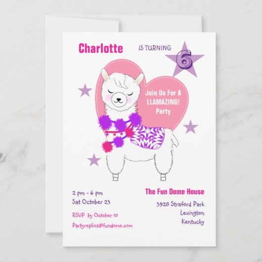 Llama Llamazing Girls Leuke verjaardagsfeestje Kaart (Voorkant)