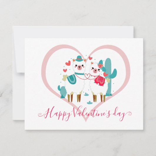 Llama Llove Kinder Valentijn Feestdagenkaart (Voorkant)