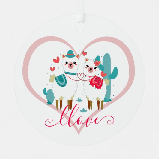 Llama Llove Metalen Ornament (Voorkant)