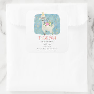 Llama Love Bedankt dat je Schattige meisjes laat v Vierkante Sticker
