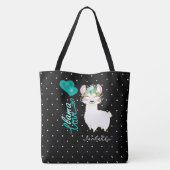 Llama Love - Blauwgroen Draagtas (Achterkant)