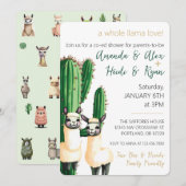 Llama Love Cactus Baby shower Invitation Kaart (Voorkant / Achterkant)