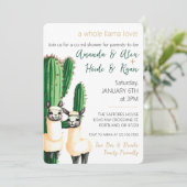 Llama Love Cactus Baby shower Invitation Kaart (Staand voorkant)