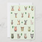 Llama Love Cactus Baby shower Invitation Kaart (Achterkant)