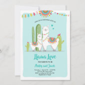 Llama Love Fiesta Boy Blue Baby shower Invitation (Devant)