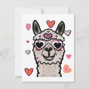 Llama Love Hearts Valentijns Notitiekaartje