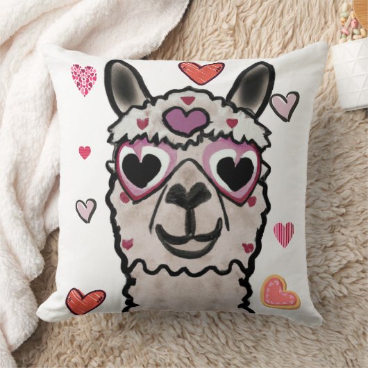 Llama Love Hearts Valentijns Sierkussen (Deken)
