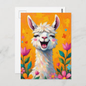 Llama Love in Bloom Briefkaart (Voorkant / Achterkant)