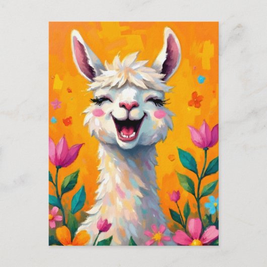 Llama Love in Bloom Briefkaart (Voorkant)