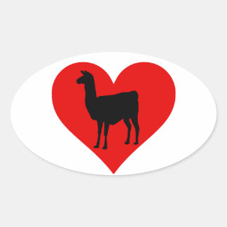 Llama Love Ovale Sticker