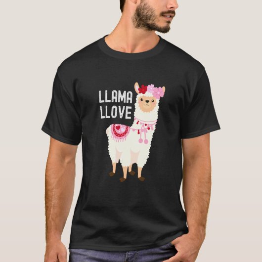 Llama Love Valentijnsdag Llama T-shirt (Voorkant)