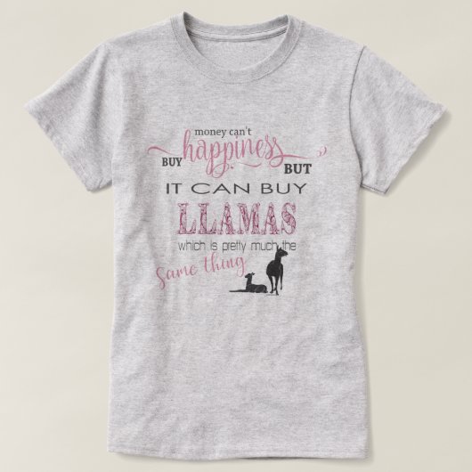 LLAMA LOVER | Geld kan geen geluk kopen T-shirt (Design voorkant)
