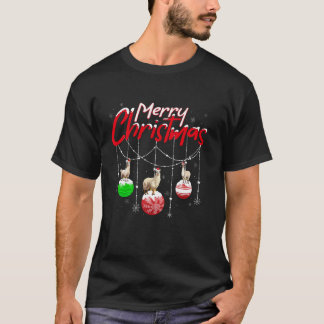 Llama Lover Xmas Decoratie Santa Llama Kerstmis T-shirt