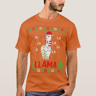 Llama Lover Xmas licht Ugly Fa La Llama Christus T-shirt