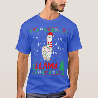 Llama Lover Xmas licht Ugly Fa La Llama Christus T-shirt