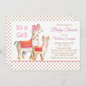 Llama Mama Baby Girl Shower Invitations (Devant / Derrière)
