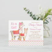 Llama Mama Baby Girl Shower Invitations (Debout devant)