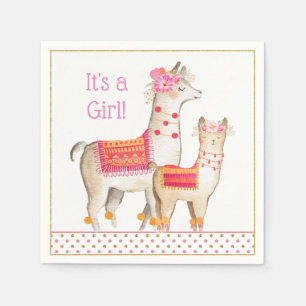 Llama Mama Baby Girl Shower Servetten