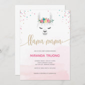 Llama Mama Baby shower Invitation (Devant / Derrière)