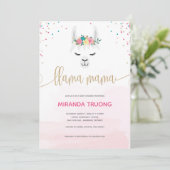 Llama Mama Baby shower Invitation Aankondiging (Staand voorkant)