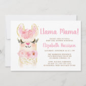 Llama Mama Baby shower rose Invitation (Devant)