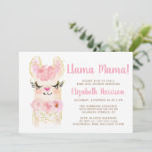 Llama Mama Baby shower rose Invitation (Debout devant)