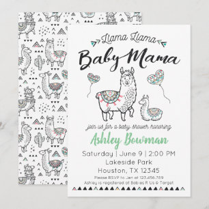 Llama Mama Baby shower Uitnodiging