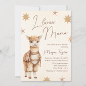 Llama Mama  Beige Baby shower Uitnodiging (Voorkant)