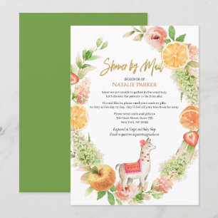 Llama Mama Floral Greenery Baby shower per post Kaart